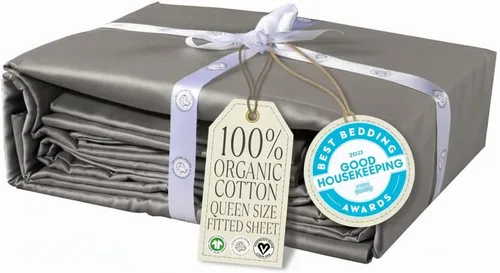 Miniatura 29 de Delilah Home Juego de sábanas de 300 hilos 100 % algodón orgánico, verificado por GOTS y Vegan.org, ropa de cama de satén de 300 hilos,
