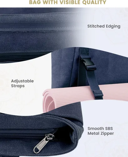 Miniatura 4 de Gonex Bolsa para Esterilla de Yoga, Bolsa de Gimnasio Tipo Tote con Múltiples Bolsillos para Mujeres y Hombres, Portaesterillas de Yoga de Lona