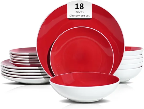 Miniatura 9 de Juego de 6 platos llanos en forma de cupé de gres de 10.5 pulgadas, muy rosa