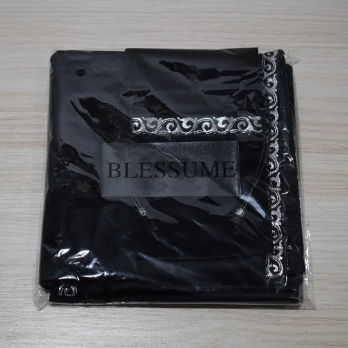 Miniatura 6 de BLESSUME Mantel de tarot de altar adivinación Wicca cuadrado de terciopelo con bolsa de tarot negro