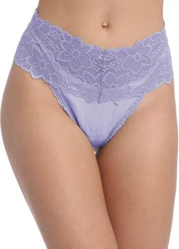 Miniatura 2 de Paquete de 6 tangas de encaje de cintura alta para mujer, ropa interior de algodón de talla grande, estilo retro, control de abdomen, tangas