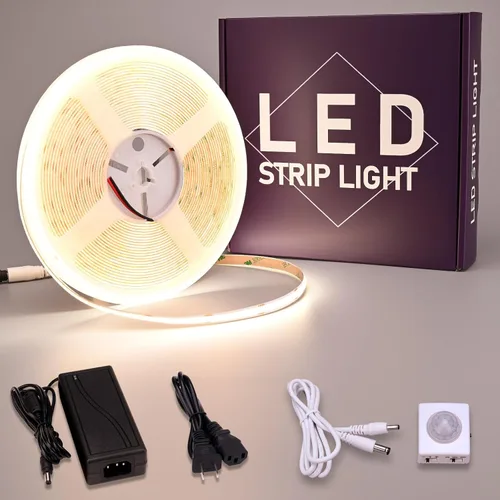 Miniatura 12 de GOMING Tira de luz LED COB con sensor de movimiento 5M (16.4 pies) Blanco frío 6000K 3 modos de iluminación 3 modos de temporización de apagado 3
