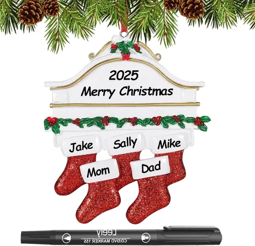 Miniatura 25 de Adornos de Navidad personalizados 2025, familia de 2, 3, 4, 5, 6, gnomo, adorno de Navidad personalizado con nombres, adornos familiares Gnomos