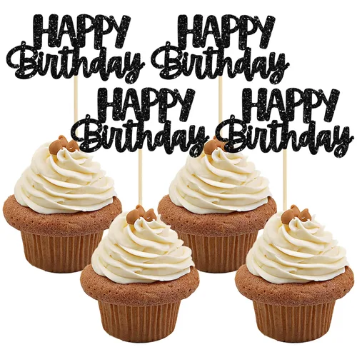 Miniatura 26 de Gyufise 24 piezas Adornos para pastel de cumpleaños con púas brillantes para magdalenas, para celebrar la decoración de pastel de fiesta temática