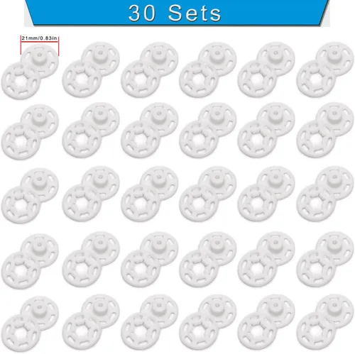Miniatura 3 de Betoplin 30 juegos de broches de plástico para coser botones de cierre para ropa y manualidades (0.83 pulgadas)