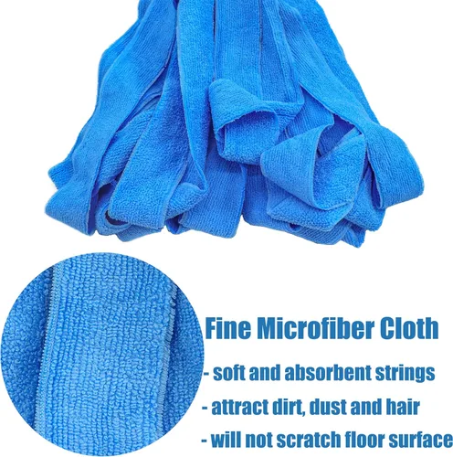 Miniatura 4 de Repuesto de trapeador de tela de microfibra azul compatible con poste de roscado estándar de 3/4 pulgadas (2)