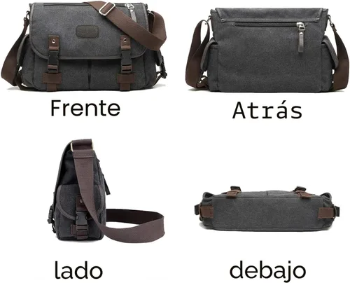 Miniatura 6 de [Actualizado] Bolso mensajero de lona vintage de 13, 15.6 y 17 pulgadas, bolso de hombro grande para computadora portátil, para mujeres y hombres
