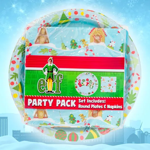 Miniatura 8 de Silver Buffalo Elf Buddy the Elf Fa La La Santa Snow Christmas - Paquete de 32 platos de papel desechables y servilletas para fiestas Buddy the Elf