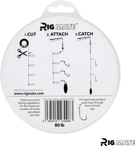 Miniatura 9 de Plataformas de bucle cuentagotas preatadas de 80 libras. Carrete de línea de pesca. Bucles de 18 pulgadas de distancia con tamaño de bucle de 5.5