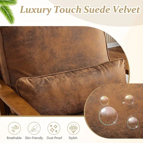 Miniatura 5 de VINGLI Juego de 2 sillas decorativas de madera maciza con reposabrazos anchos, sillas modernas tapizadas de mediados de siglo con almohada, silla