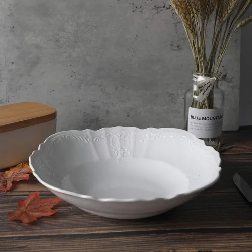 Miniatura 2 de amhomel Cuencos de porcelana, cuencos grandes de cerámica poco profundos de 38 onzas para ensalada, pasta, sopa y frutas, aptos para microondas