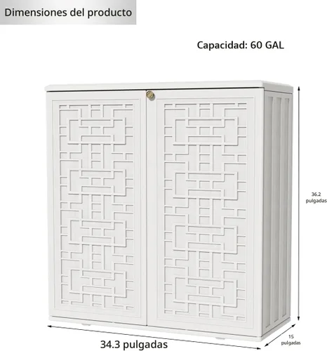 Miniatura 3 de KINYING Armario de almacenamiento para exteriores, impermeable, caja de cubierta de resina de 62 galones para cojines de muebles de patio, Blanco