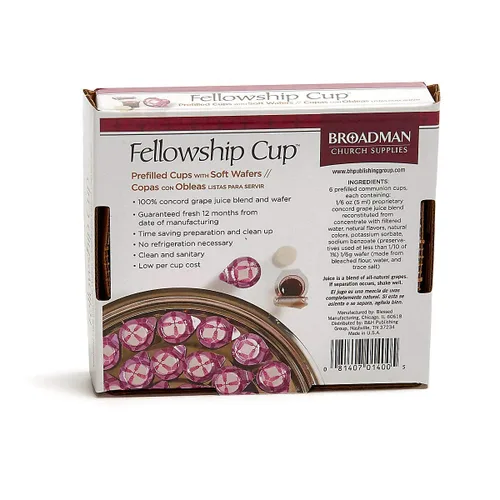 Miniatura 3 de Broadman Church Supplies - Set de tazas de comunión Fellowship Cup, precargadas con jugo y hostia, 6