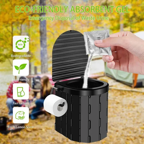 Miniatura 4 de Portable Toilet Kit, Camping Toilet with Pop-Up Privacy Tent and Poo Gel Toilet Bags, Washable Portable Outdoor Showers Changing Rooms