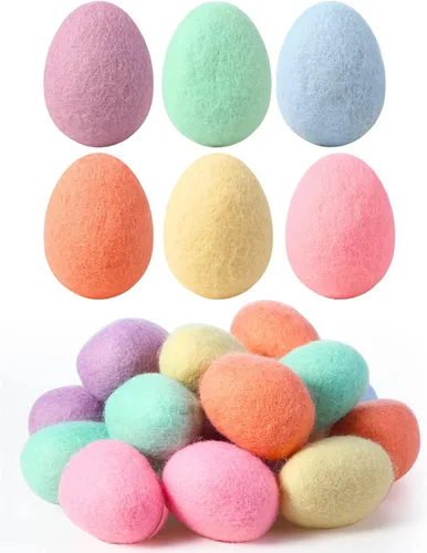 Moukeren Huevos coloridos de fieltro, huevos de fieltro de lana para primavera, decoración de huevo sorpresa pastel para guirnaldas, manualidades,