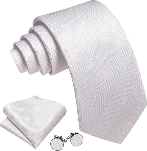 Miniatura 135 de Barry.Wang Juego de corbatas para hombre, corbata de seda a rayas, tejido a cuadros, gemelos formales, negocios, boda