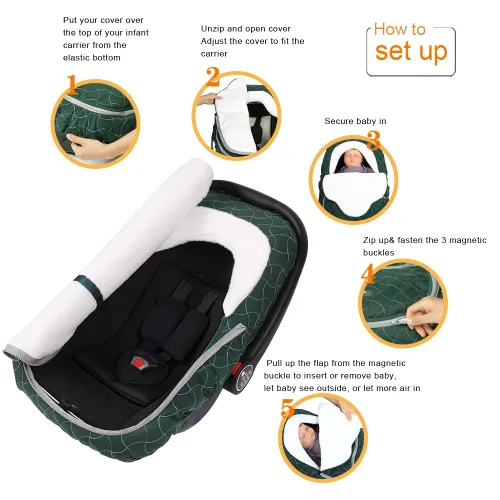 Miniatura 4 de Yoofoss - Bolsas de protección para cochecito de bebé, capotas de invierno para silla de coche, cubierta para proteger al bebé del viento frío
