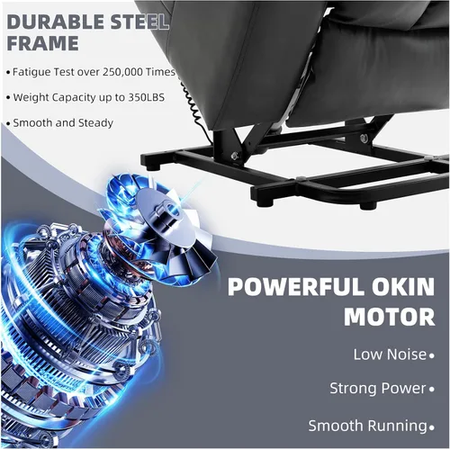 Miniatura 7 de Silla reclinable eléctrica con función de elevación para ancianos, sillas reclinables eléctricas para adultos con masaje y calor, portavasos