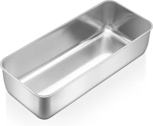 Miniatura 19 de E-far Molde para hornear pan, moldes de acero inoxidable de 9 x 5 pulgadas, utensilios de metal para hornear pan, pastel de carne, torta, brownies
