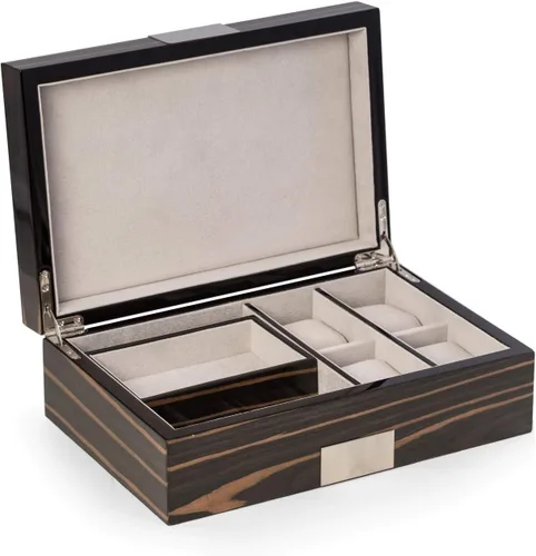 Miniatura 3 de Bey Berk Ebony Finish Wood 4 relojes Kevin Lacado Velour Caja de reloj