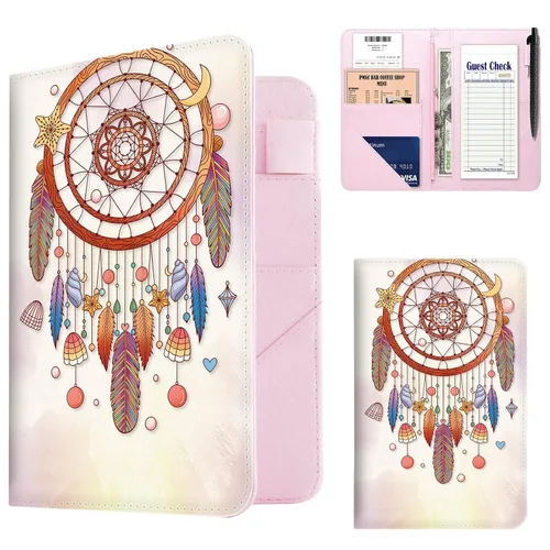 Libreta de Servidor, Libretas de Servidor de Cuero PU para Mesera, Libreta de Mesera con 1 Bolsillo con Cremallera, Cartera de Mesero con 9