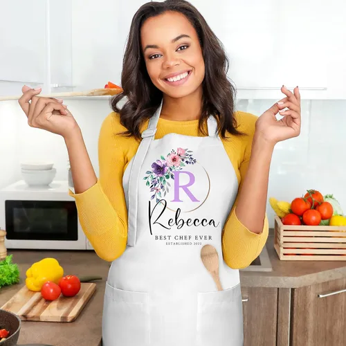 Miniatura 3 de Delantal de cocina blanco personalizado, regalos para mujeres, 9 diseños lindos con texto de nombre, delantales de cocina personalizados