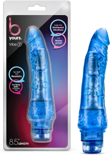 Consolador largo realista de 8.75 pulgadas B Yours Vibe-7 (7.5 pulgadas insertable), vibrador impermeable de múltiples velocidades, punto G flexible