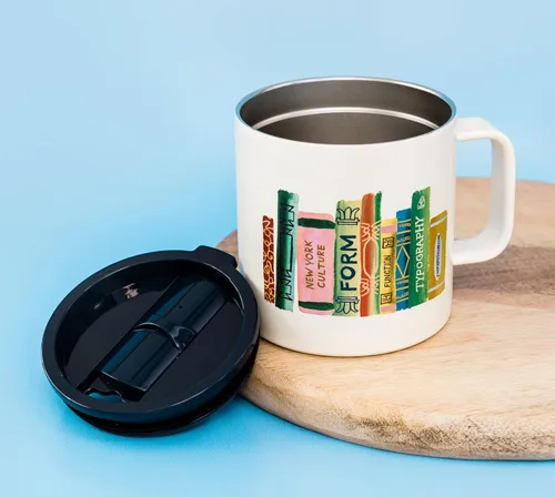 Miniatura 3 de kate spade new york Taza aislada de acero inoxidable con asa y tapa, vaso de doble pared de 16 onzas, taza de viaje de café reutilizable