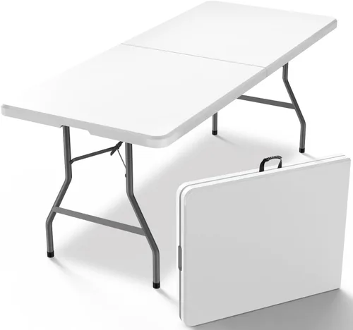 Miniatura 10 de VTOY Mesa plegable de 4 pies (24 x 48 pulgadas), mesa resistente para interiores y exteriores con asa de transporte, mesa plegable para picnic