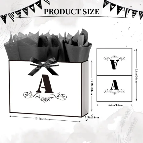 Miniatura 2 de ysmile Bolsa de regalo de letras con papel de envoltura para hombres, mujeres, niños y niñas, bolsa de papel grande de 16 pulgadas, color blanco