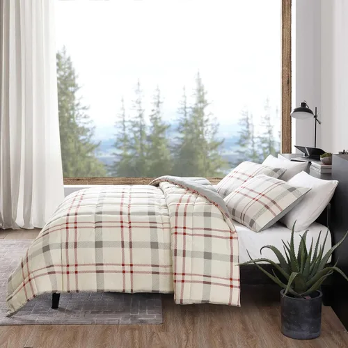 Miniatura 4 de Eddie Bauer - Juego de funda de edredón tamaño Queen, ropa de cama reversible de algodón con fundas a juego, elegante decoración del hogar