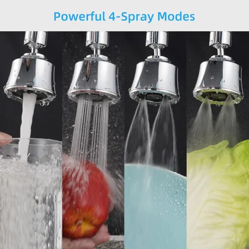 Miniatura 2 de iFealClear Cabezal de Grifo de Fregadero de Cocina, Cabezal Rociador Giratorio de 360 Grados con 4 Modos de Pulverización, Adaptador Aireador