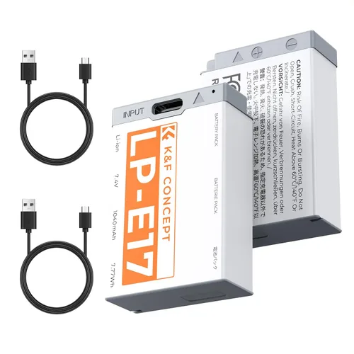 K&F CONCEPT Paquete de 2 baterías LP-E17, USB-C R50 compatibles con Canon EOS R100 R50 RP R8 R10, Powershot V1, Rebel T8i T7i T6i T6s SL2 SL3 EOS