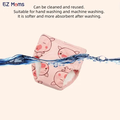 Miniatura 7 de EZ Moms 6 paquetes de ropa interior de entrenamiento para niñas 100% algodón, absorbente, acolchada, para niños pequeños, 5T, a prueba de fugas