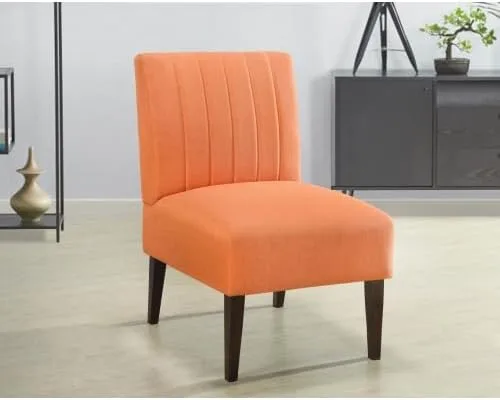 Miniatura 6 de anwickjeff Cómoda silla decorativa tapizada de tela naranja, moderna silla pequeña sin brazos, patas de madera, asiento de felpa, muebles de sala