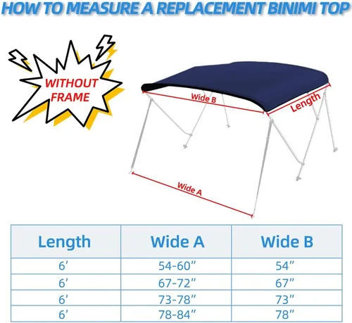 Miniatura 2 de 4 Bow Marine Grade Bimini Top Replacement Cover, Heavy-Duty Waterproof and UV-Proof Boat Canopy, Fade and Crack Resistant Easy Install Zipper