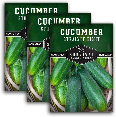 Miniatura 10 de Straight Eight Semillas de pepino para plantar Reliquia clásica de rebanar con piel suave - Semillas de jardín de supervivencia (paquete de 1)