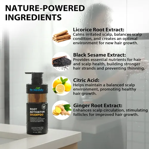 Miniatura 2 de Champú activador de raíces para hombres, champú para el crecimiento del cabello para pérdida de cabello y adelgazamiento del cabello, sin sulfato