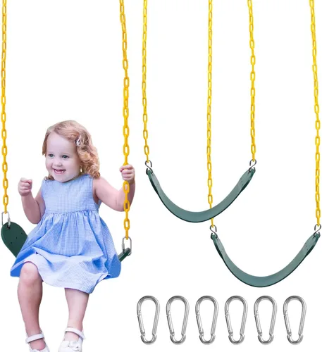 Miniatura 17 de Sunnyglade Juego de 2 columpios resistentes con cadena de 66 pulgadas, accesorios de repuesto con ganchos a presión, soporta 250 libras (2, verde)