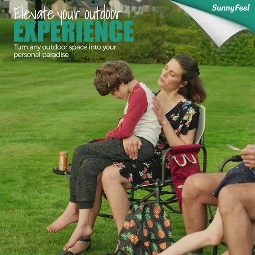 Miniatura 3 de SUNNYFEEL Silla de Director de Camping Extragrande, Sillas de Jardín Plegables Portátiles para Adultos de Servicio Pesado con Mesa Lateral, Bolsillo