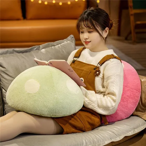 Miniatura 3 de Almohada de felpa 3D con forma de hongo, almohada de suelo, sofá, almohada para decoración del hogar, almohada de regalo (12.5 pulgadas, verde)
