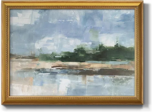 Miniatura 21 de Arte de pared de mapa de Estados Unidos azul sobre líneas blancas y rojas, pintura de fondo, arte abstracto moderno, decoración del hogar, lienzo