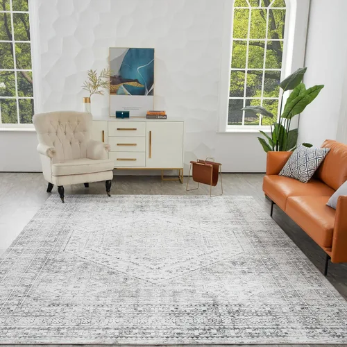 Miniatura 270 de Syalife 4x6 Alfombra Lavable para Área, Ultra Suave Antideslizante, Pila Baja, Alfombra Vintage Resistente a Manchas para Sala de Estar, Alfombra