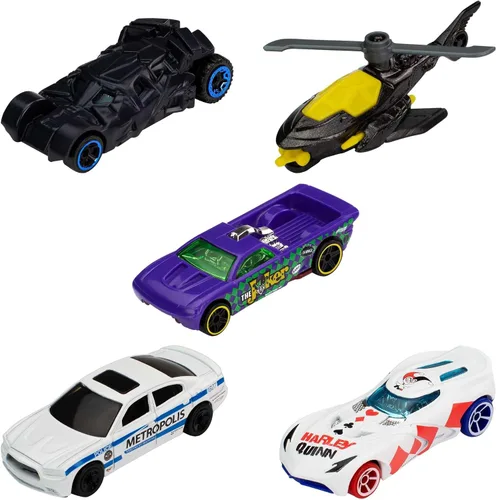 Miniatura 2 de Hot Wheels Juego de 5 vehículos de juguete de Batman a escala 1:64 de programas de televisión, películas y cómics de Batman