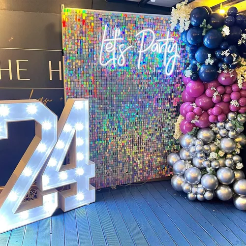 Miniatura 6 de Realife Fondo de pared brillante con 24 paneles de lentejuelas iridiscentes para decoración de bodas, fiestas, cumpleaños