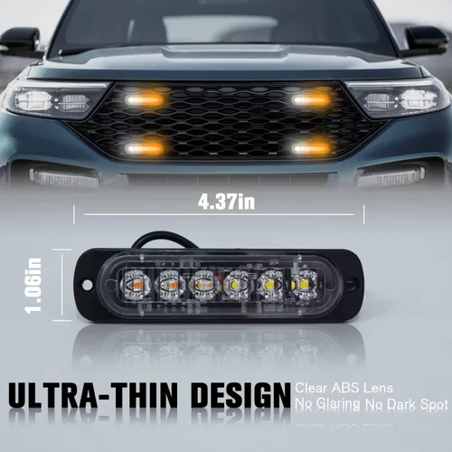 Miniatura 2 de DIBMS Luces LED de emergencia estroboscópicas, 8X ámbar blanco 6 LED de advertencia intermitente de emergencia luz de precaución construcción luz