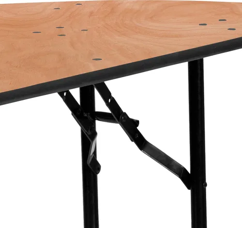 Miniatura 8 de EMMA + OLIVER Mesa de banquete plegable de madera semicircular de 4 pies - Mesa para eventos y catering
