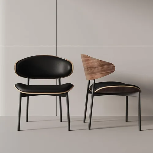 Miniatura 4 de sillas de comedor modernas de piel sintética, con respaldo alto, tapizada, para habitación, cocina, patas de metal y cocina moderna curvada (naranja)