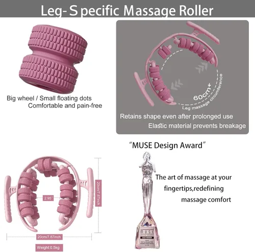 Miniatura 5 de Masajeador de anillo para fascia de piernas envolvente de 360°, rodillo de recuperación muscular de tejido profundo para piernas, masajeador manual