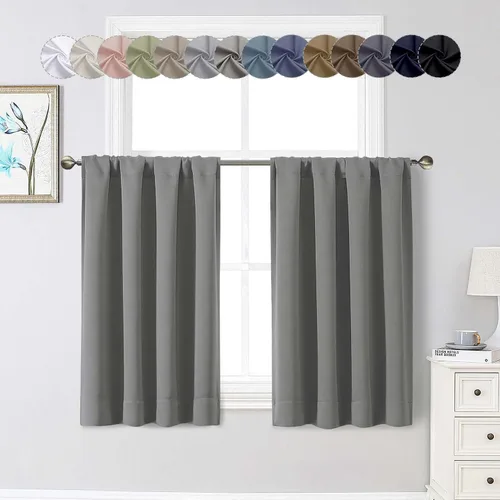 Miniatura 29 de Cortinas opacas para dormitorio, sala de estar, juego de 2 paneles de 54 pulgadas de largo, cortinas de oscurecimiento de habitación con aislamiento